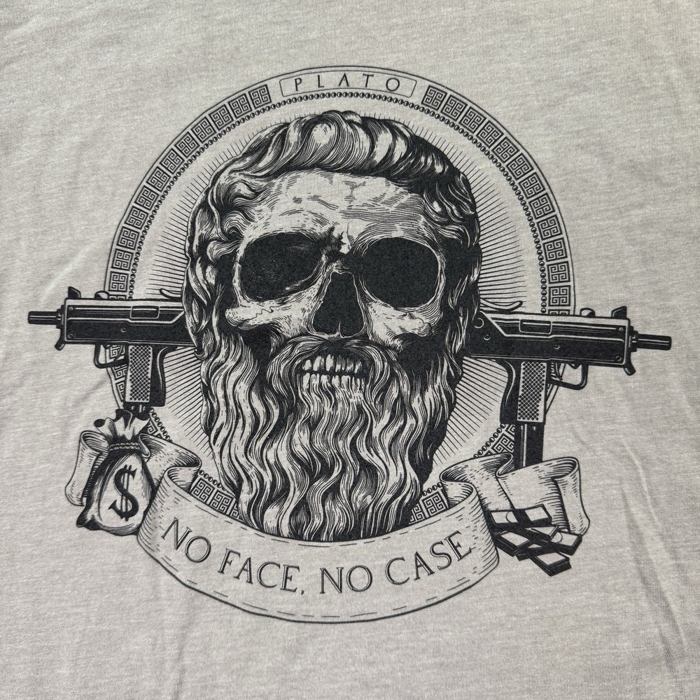 NEW Zero Foxtrot T Shirt Men Small Grey Skull Graphic Tee No Face, No Case Plato
